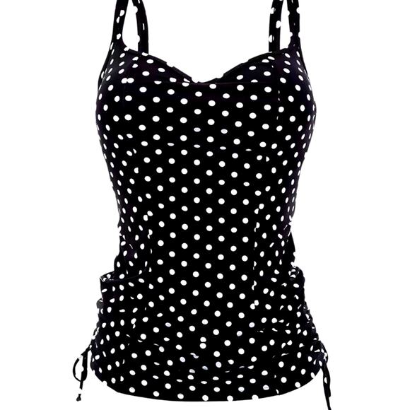 Panache Anya Tankini Black Polka Dot Adjustable Side Bikini Swim Top 32E/32DDD - Picture 1 of 11